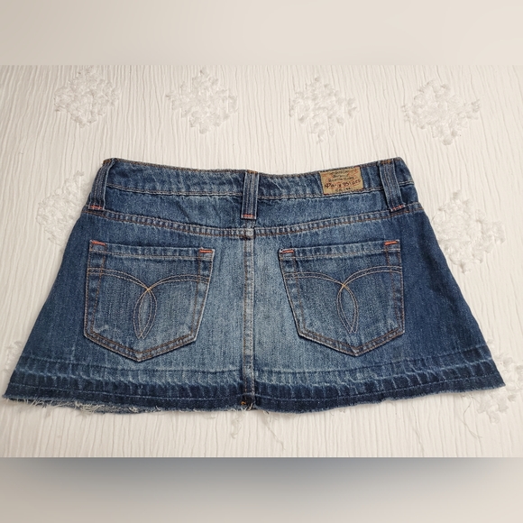 Vintage Y2K 90's Micro Mini Paris Blues Jean Skirt Size 5 Retro Street Wear - Picture 2 of 9
